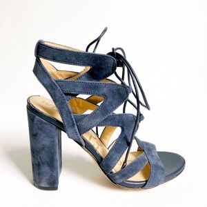 Sam Edelman Navy Suede Yardley Block Heel Sandals Size 6.5